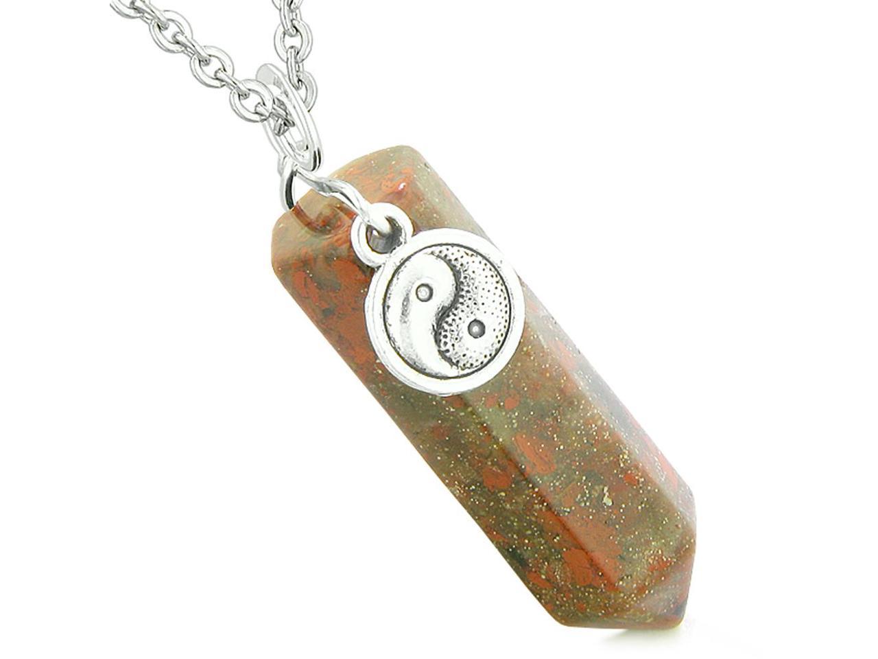 Yin Yang Balance Powers Magic Amulet Crystal Point Pendant Dragon Blood Jasper 18 Inch Necklace Newegg Com