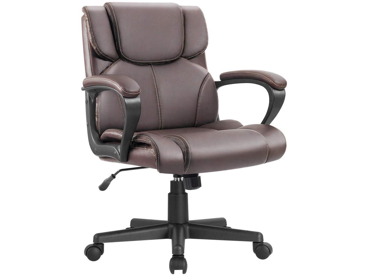 Furmax Mid Back Executive Office Chair Leather-Padded Desk Chair with ...