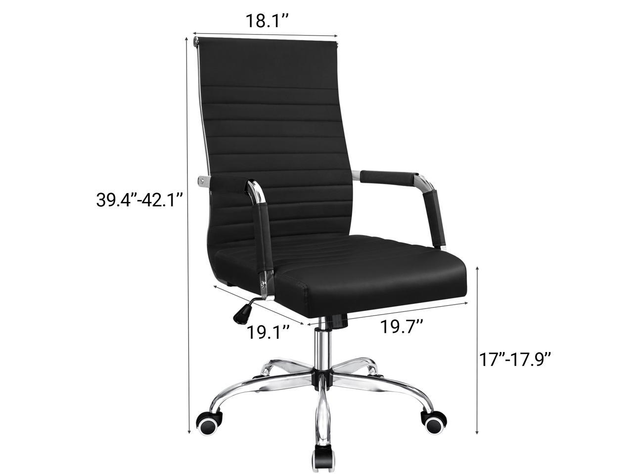 Furmax Ribbed Office Desk Chair Mid Back PU Leather Executive   AH07S2111197QTE5 