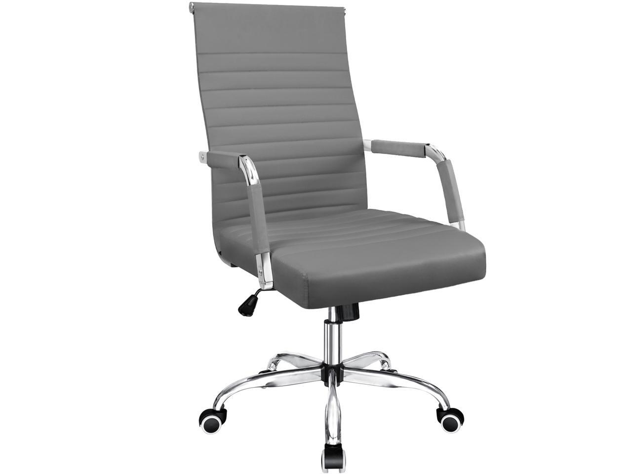 Furmax Ribbed Office Desk Chair MidBack PU Leather Executive