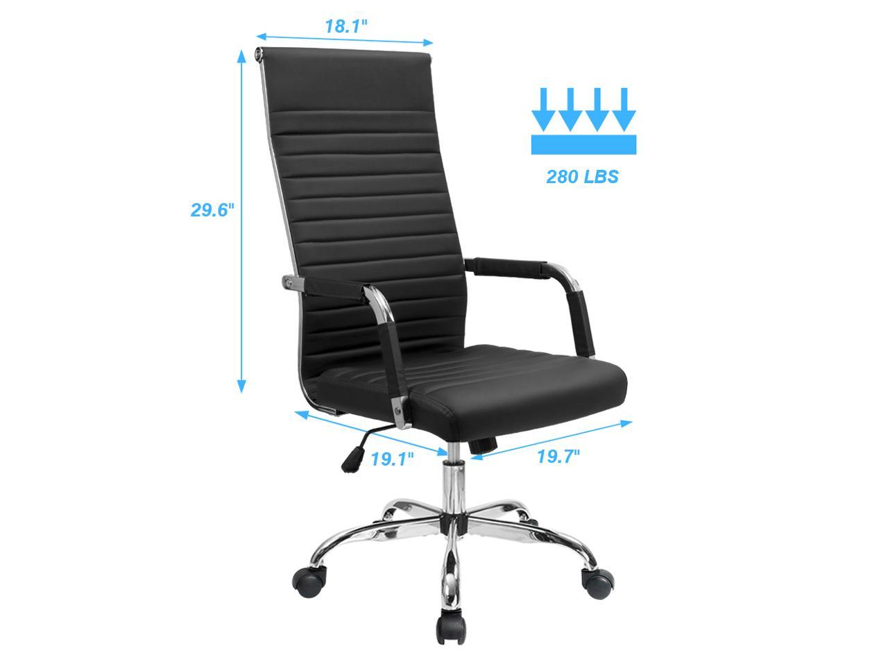 Furmax Ribbed Office Chair High Back PU Leather Executive Conference Desk Chair Adjustable ...