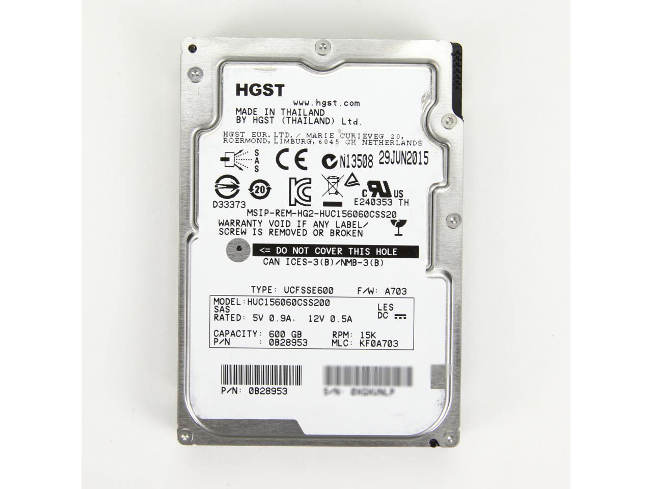 HUC101212CSS600 HGST 1.2TB 10000 RPM 2.5インチ SAS 6Gb/s 512n 64MB