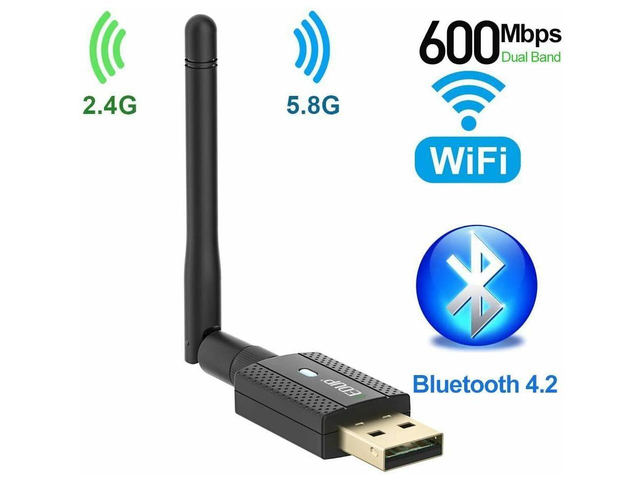 USB WiFi Adapter AC 600Mbps SmartSee 2in1 WiFi&Bluetooth Mini 802.11ac 2.4G 5G Dual Band Network Wireless Adapter WiFi Dongle for Desktop PC Laptop Supports Windows MacOS 