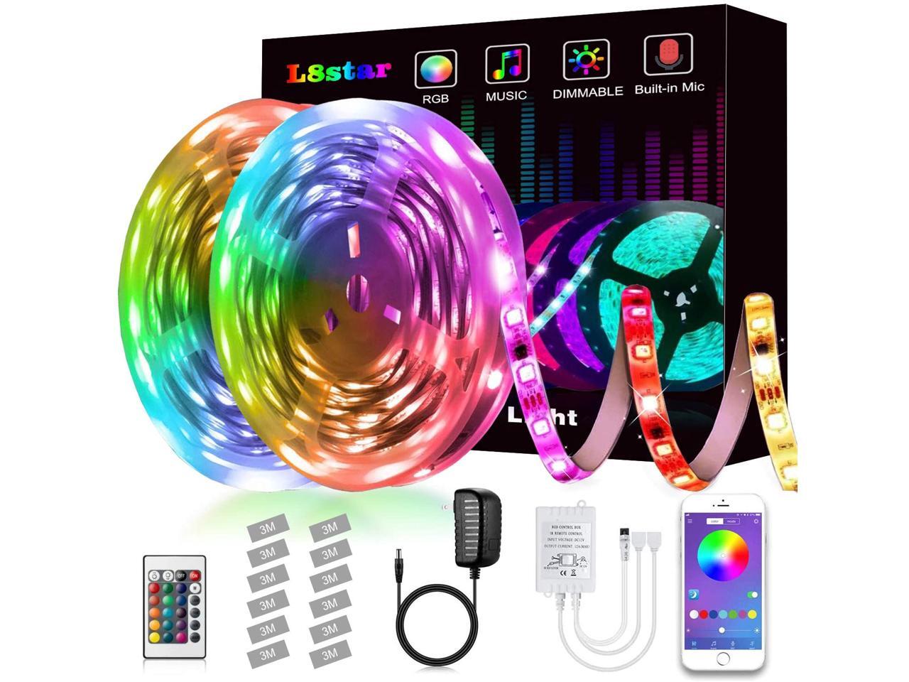 LED 5050 SMD Strip Lights 32.8FT 10m Music Sync RGB Lights Bluetooth APP Remote