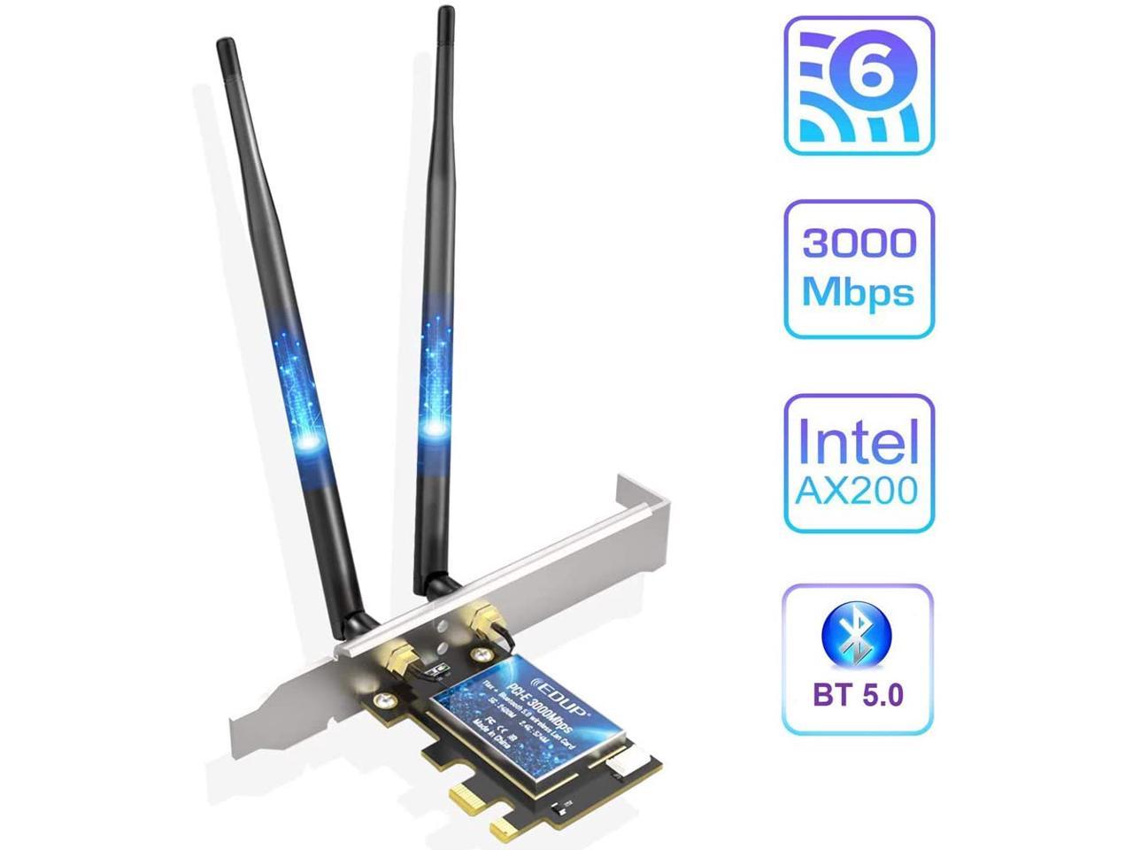 Ubit Pcie WLAN Card 1800 Mbit/s WiFi 6 AX200 PCIe Network Card 802.11 AX/AC PCI E WLAN Adapter with Bluetooth Ultra-Low Latency Support Win 10/11