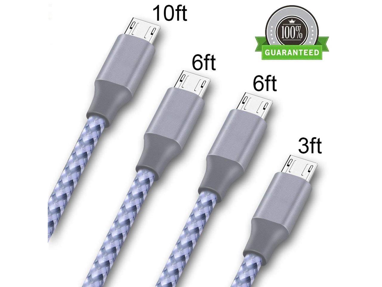 Gold Silver Suanna Phone Charger 4Pack 3FT 6FT 6FT 10FT Extra Long Nylon Braided USB Charging & Syncing Cord Compatible Phone Xs/Max/XR/X/8/8Plus/7/7Plus/6S/6S Plus/SE/Pad/Nan 