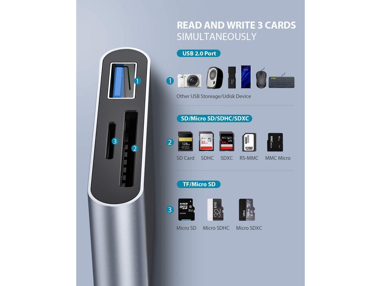 MicroSD,MicroSDUC Professional MicroSDHC USB Card Reader for Intel NUC7CJY 