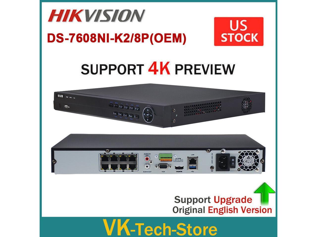 Hikvision Oem 4k 8ch Ds 7608ni K2 8p Poe 8mp Nvr Cctv Security Network Recorder Newegg Com