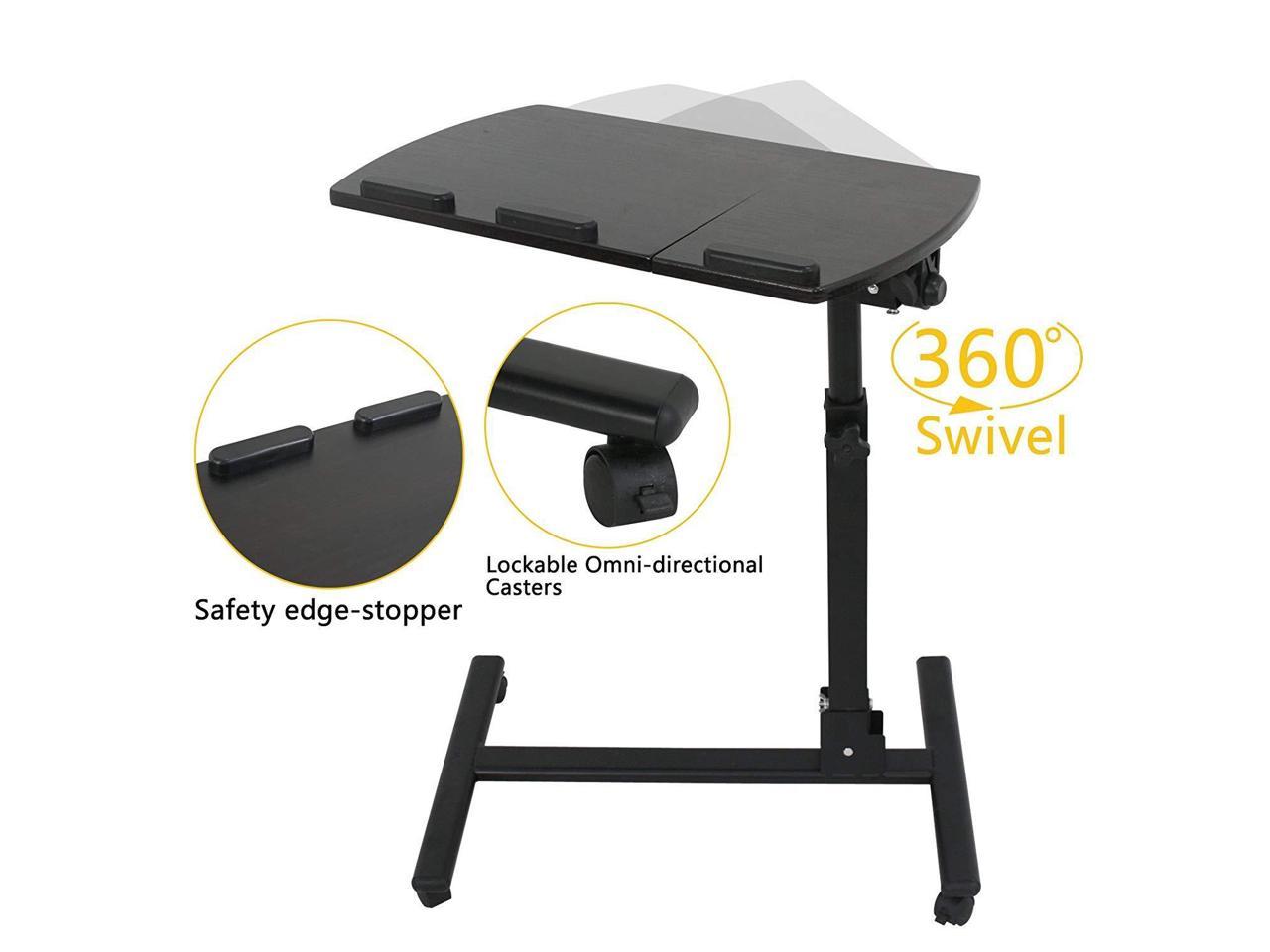 Angle Height Adjustable Rolling Laptop Desk Over Sofa Bed Notebook Table Stand 