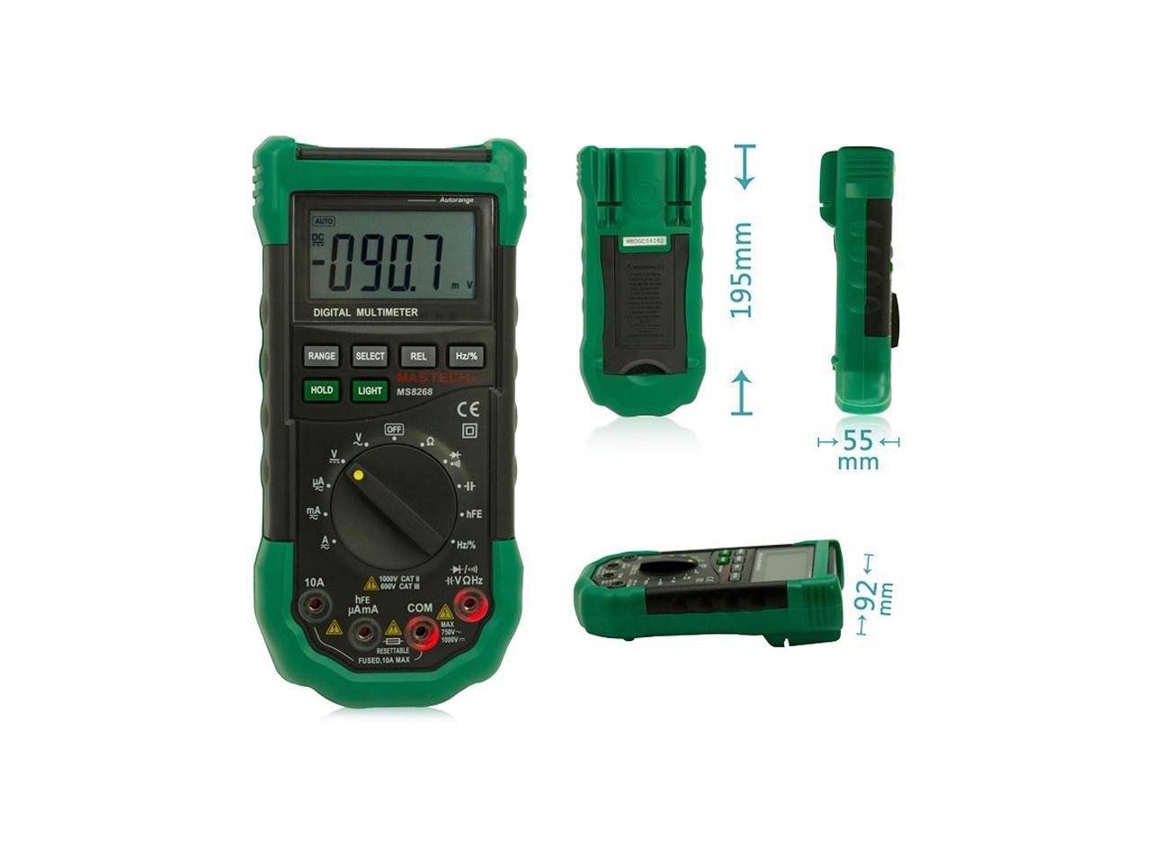 Mastech MS8268 Digital Multimeter Sound&Light Alarm Capacitance Frequency Meter 