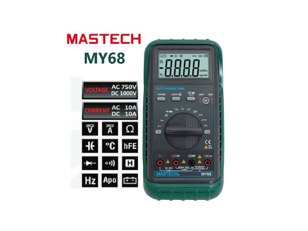 Mastech MY68 Multimeter Digital Multitester Auto Range DMM Current