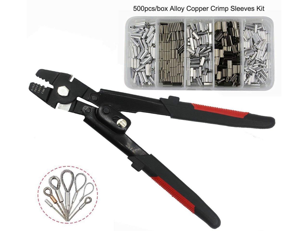 Fishing Pliers Stainless Steel Wire Rope Swager Crimpers Alloy Crimp Sleeves Set 