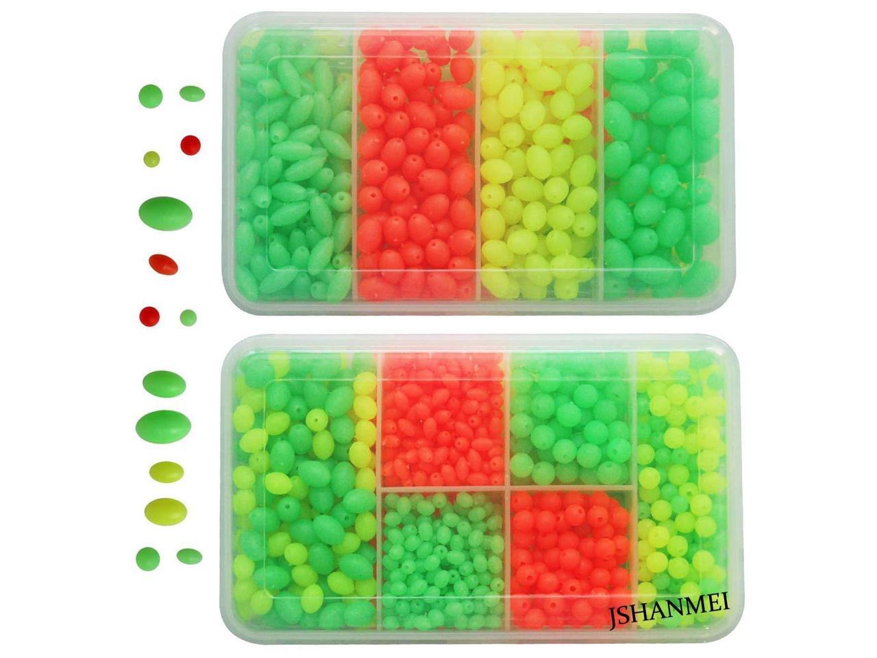 850pcs//box Plastic Fishing Beads Round/&Oval Luminous Sea Floating Rigs Lure Bait