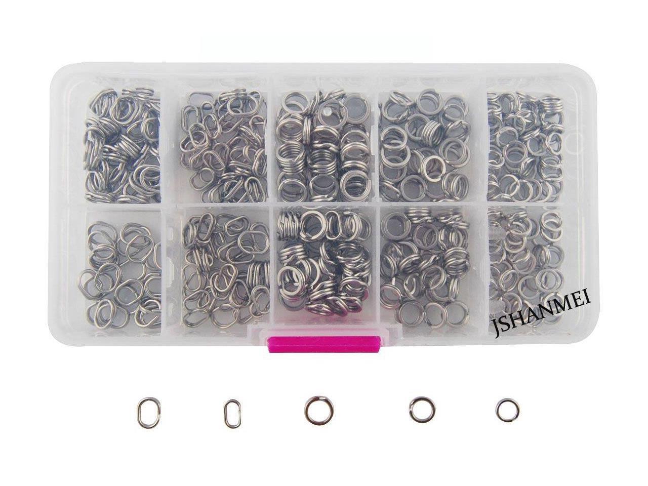 200pcs Stainless Steel Fishing Lures Split Ring Assorted Oval & Round Rings