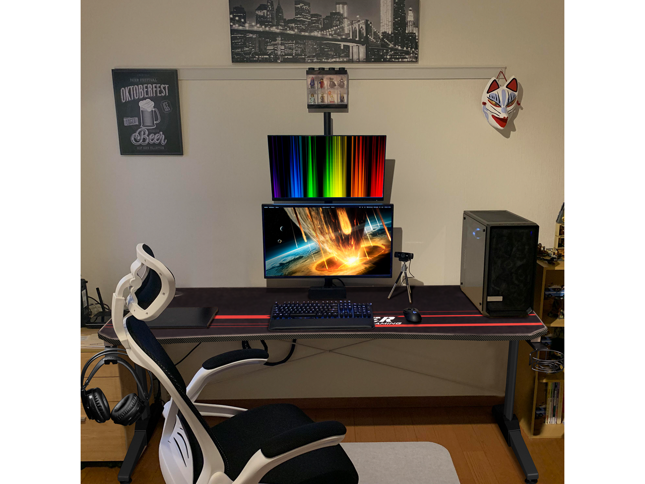 Devoko Gaming Computer Desk Racing Style Home Office Desk With Free