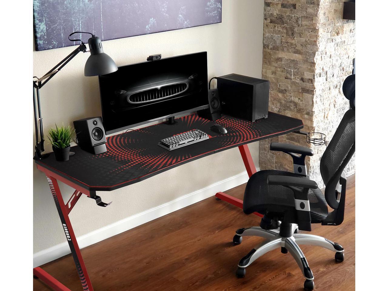 Devoko Gaming Desk 55 Inch Computer Gaming Desk ZShaped Pc Gaming Desk