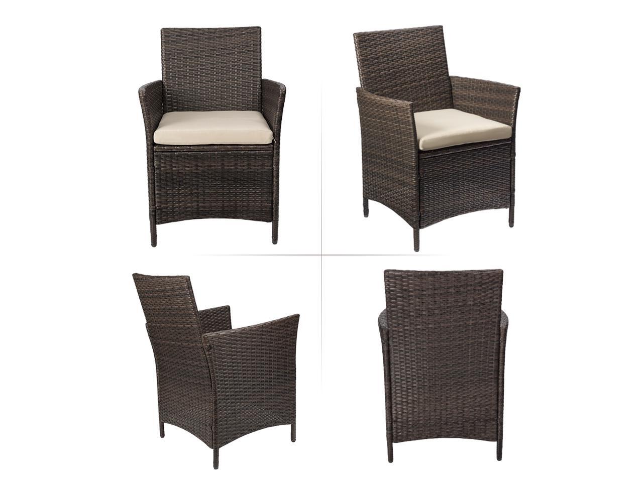 Devoko Patio Porch Furniture Sets 3 Pieces PE Rattan Wicker Chairs with