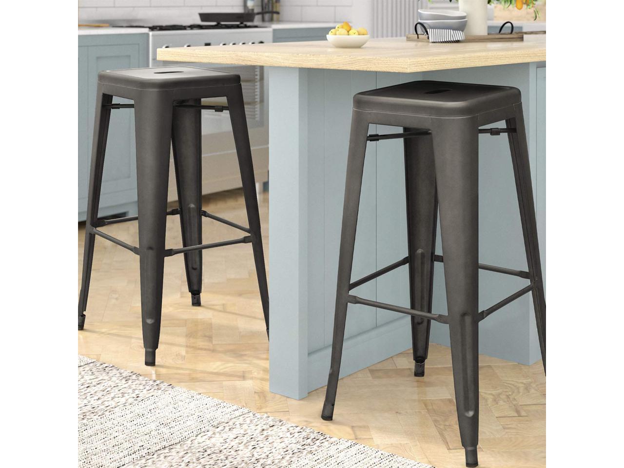Devoko Metal Bar Stool 30'' Tolix Style Indoor/Outdoor Barstool Modern