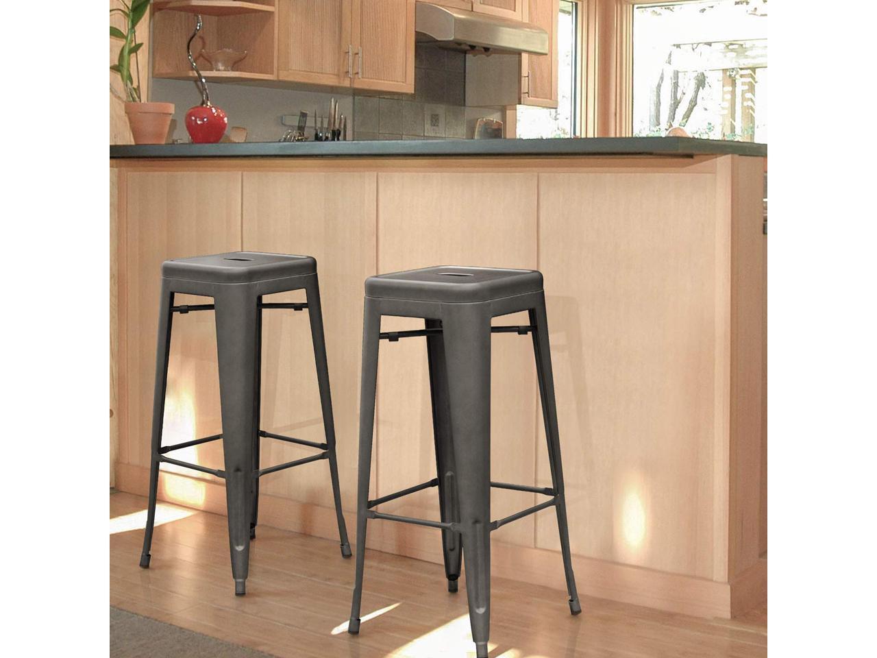 Devoko Metal Bar Stool 30'' Tolix Style Indoor/Outdoor Barstool Modern