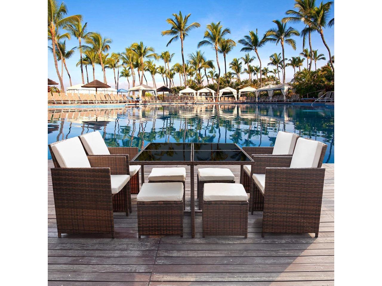 Devoko 9 Pieces Patio Dining Sets Outdoor Sectional Set