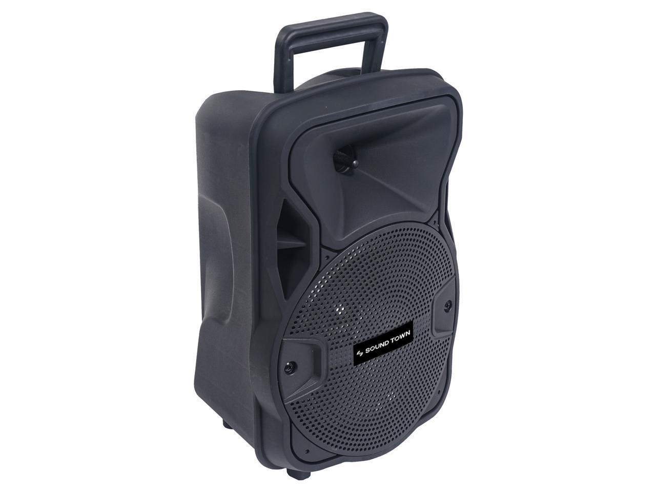 Sound town 8 inch 2 way portable pa speaker with built in rechargeable