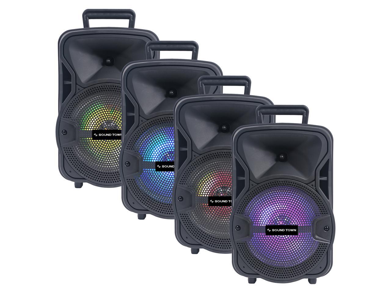 Sound town 8 inch 2 way portable pa speaker with built in rechargeable