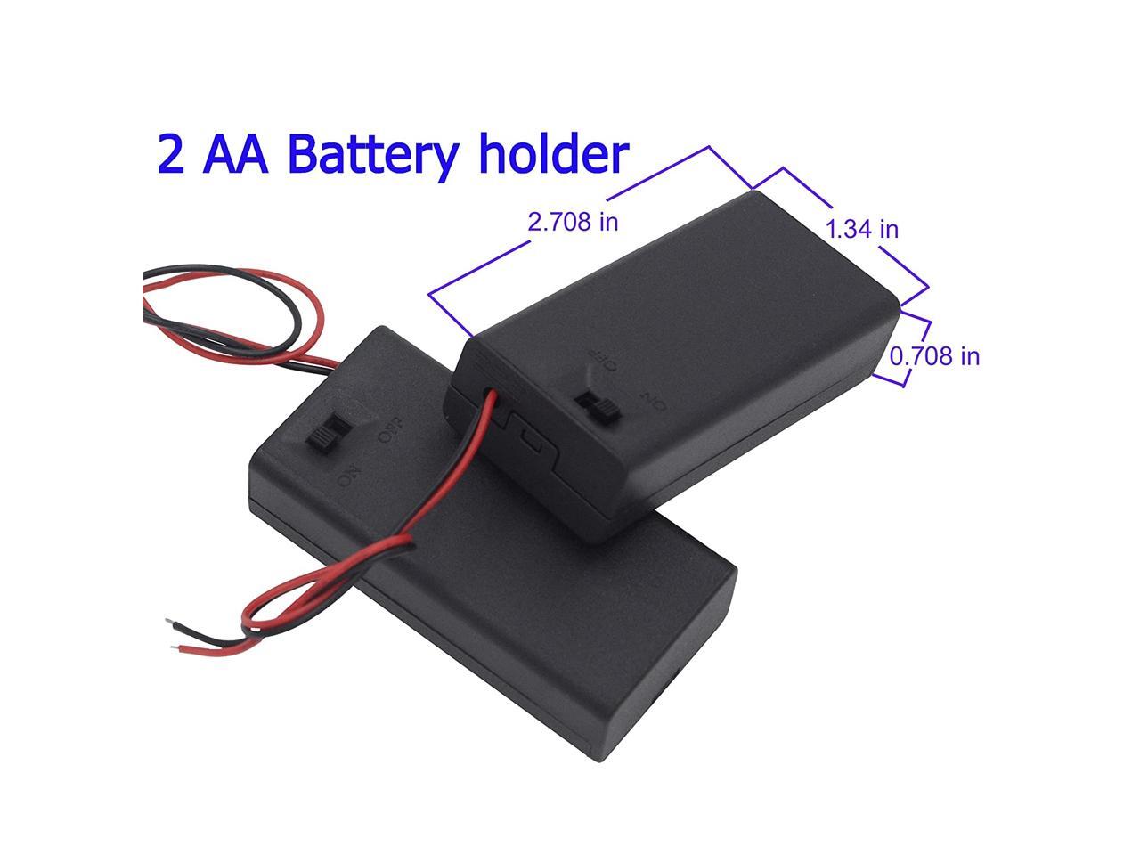 (Pack of 8)AA Battery Holder with Switch and Cover 2PC Single AA