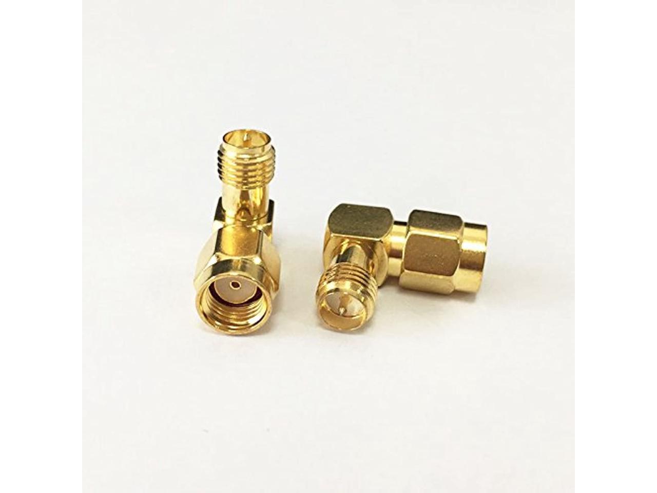 10-PACK RP-SMA Male to SMA Female Right Angle 90-Degree Gold Plated Adapter 