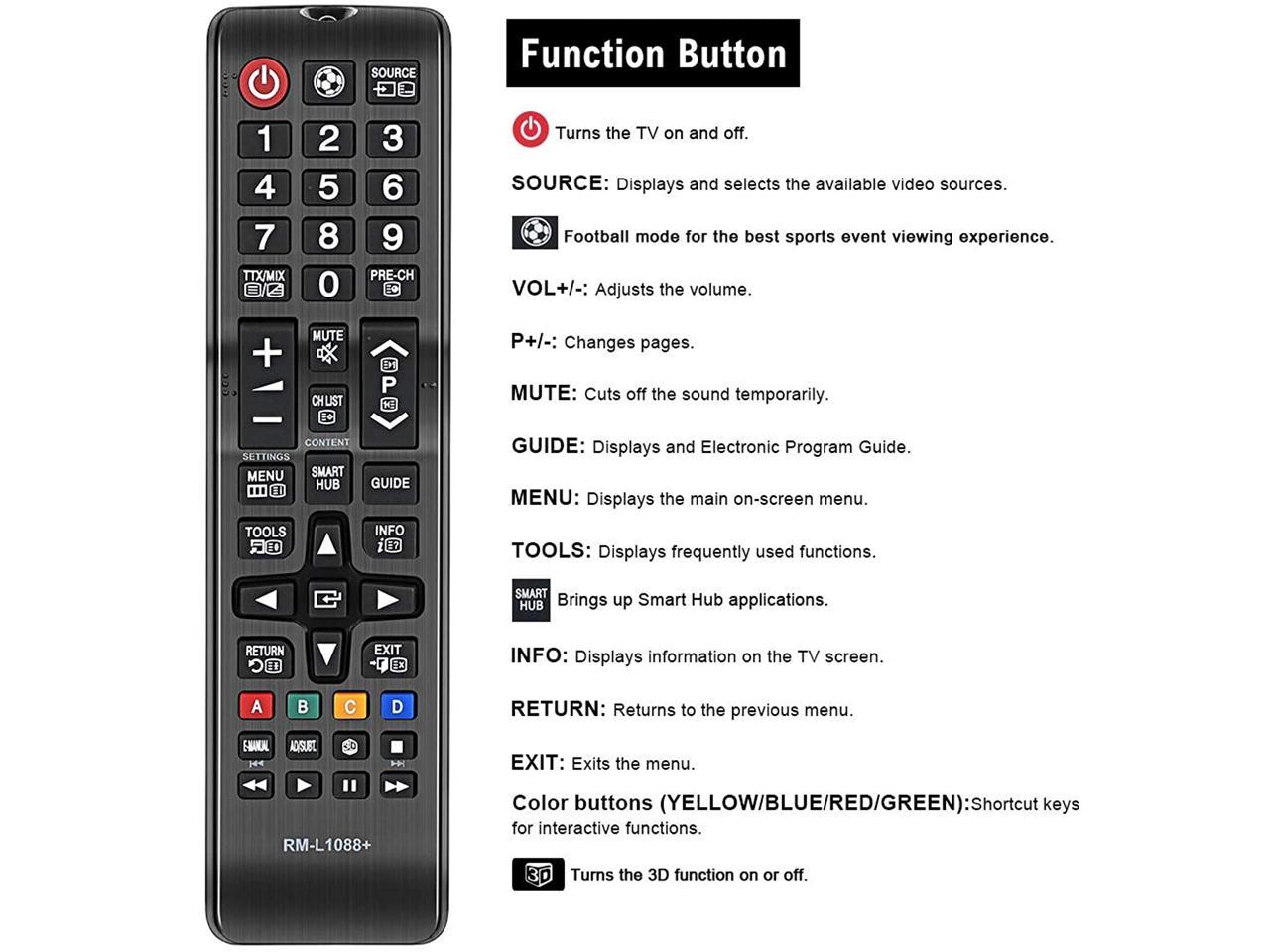 Gvirtue Remote Control BN59-01289A Compatible Replacement for Samsung