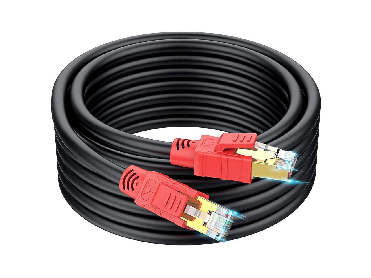 40Gbps & 2000MHz Indoor Outdoor for PS5 PC Router Cat 8 Ethernet Cable 100ft Gaming Ciwoda Nylon Braided Cat 8 Flat Ethernet Cable S/FTP 28AWG Xbox 