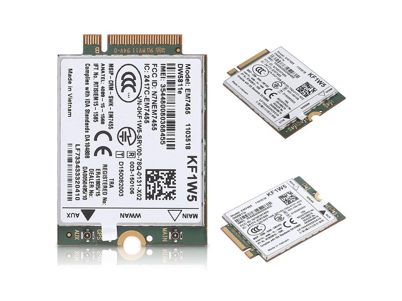 EM7455 Card 300 Mbps Max Download Speed Wireless 4G LTE WWAN NGFF Module for Dell Latitude Series 50 Mbps Max Upload Speed
