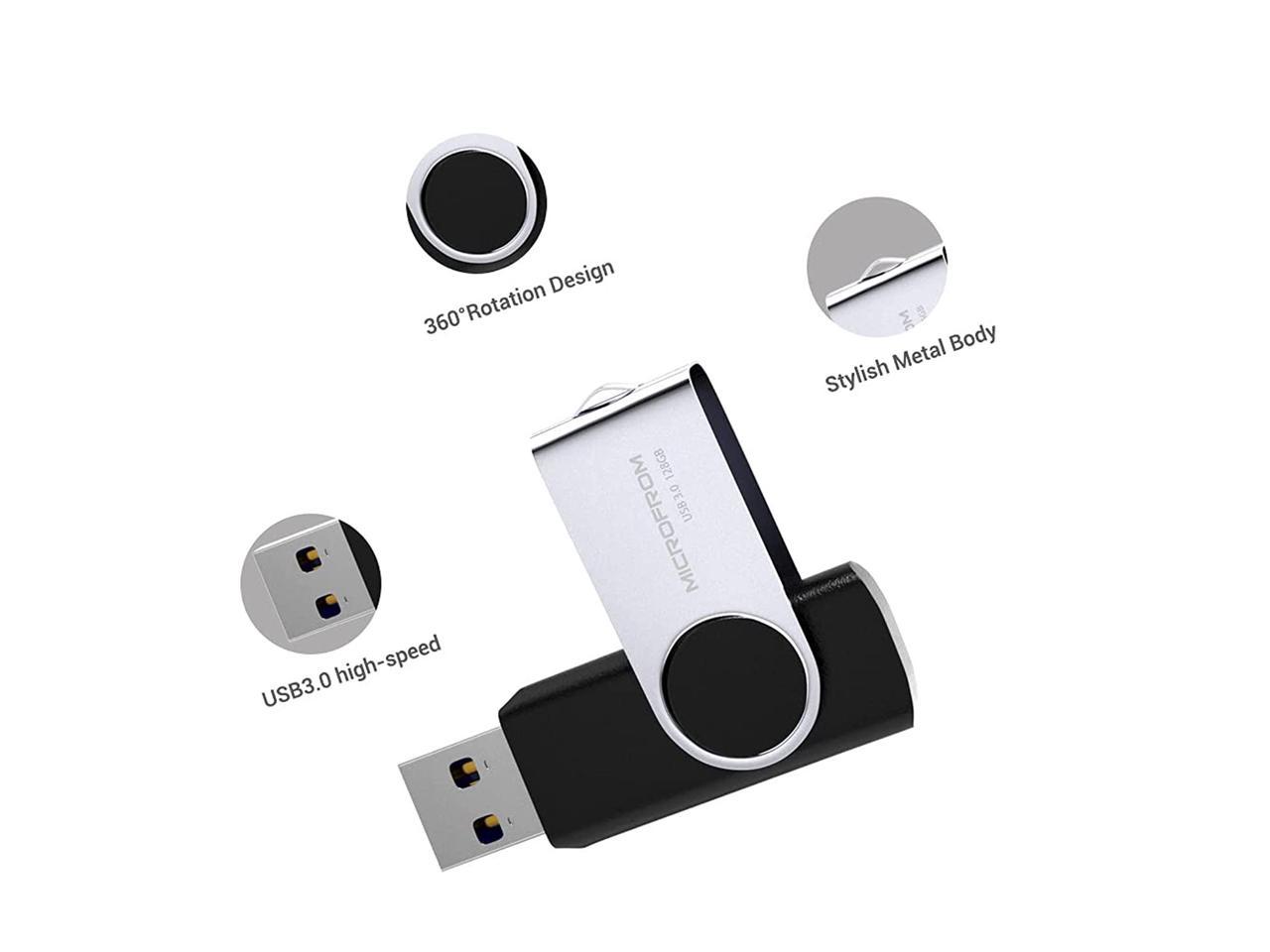 128G,Black MICROFROM USB 3.0 Flash Drive 128GB USB Flash Storage with 360°Rotated Design Speed up to 150MB/S Memory Stick with ABS and Metal Design for Data Storage and Backup 