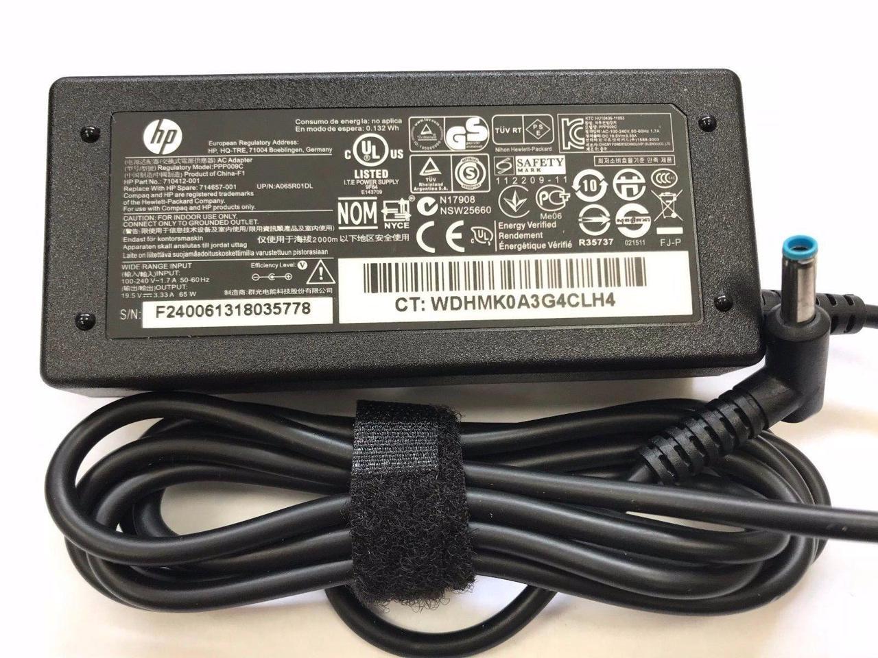 Hp 65w Ac Adapter Charger For Hp Ppp009c 710412 001 714657 001 45mm Blue Tip 1584