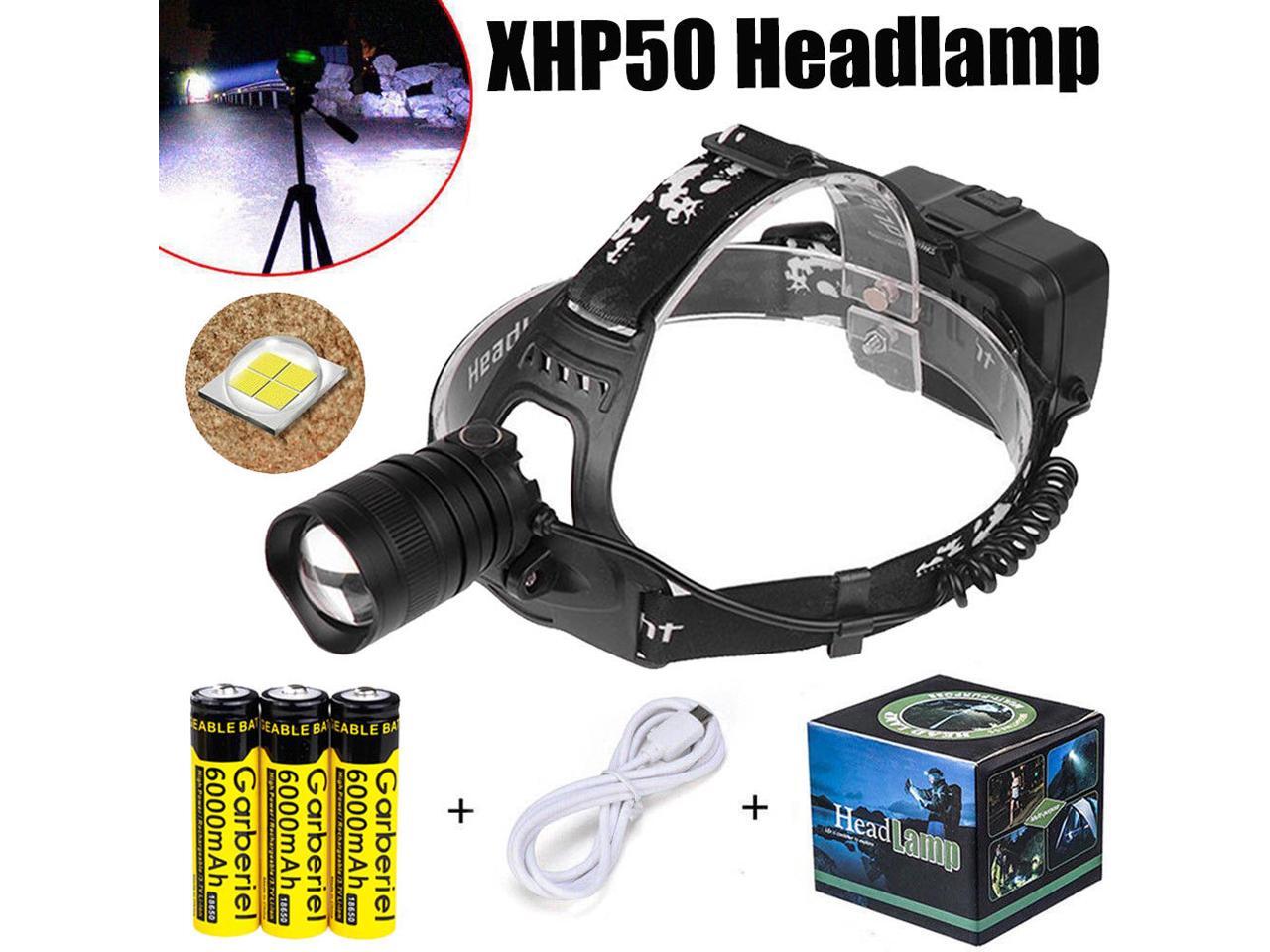 150000LM Zoom Headlamp Rechargeable Flashlight T6 LED Headlights Head Torch Camp