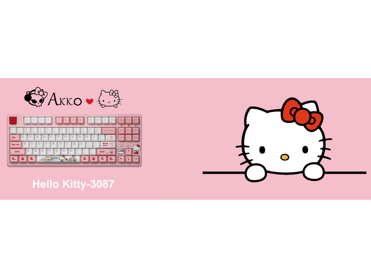 Akko 3087v2 Hello Kitty Tkl Gaming Mechanical Keyboard Double Shot Dye Sub Pbt Keycaps Nkro Detachable Usb Type C Pink White Newegg Com