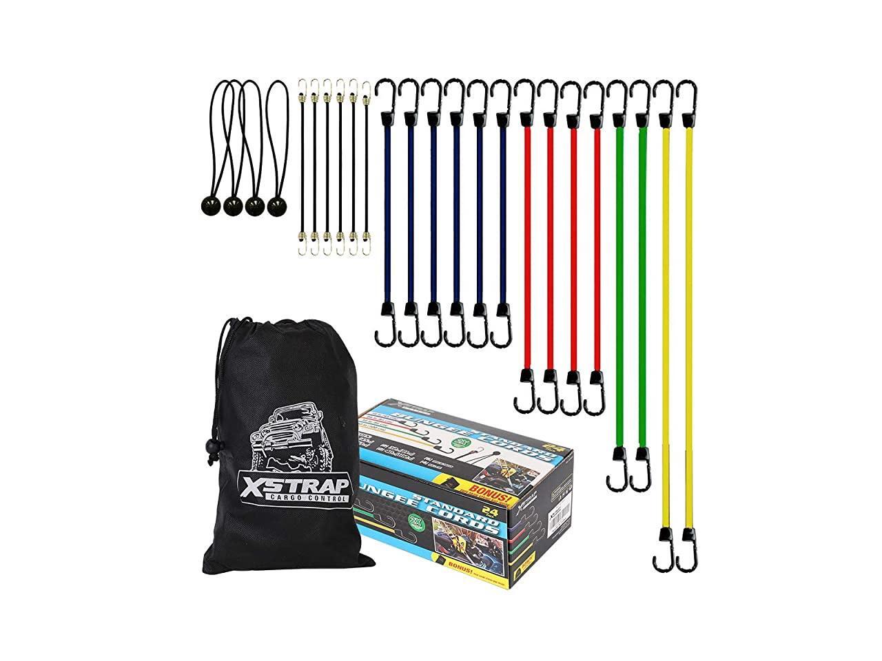 24 Pieces Bungee Cords with Drawstring Bag (Plain)