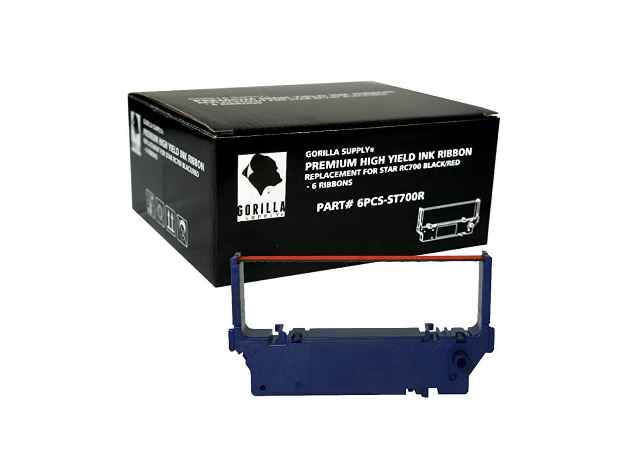 12 Gorilla Supply Compatible Ink Ribbon for Star RC700 Sp 700 Sp700 Sp712 Sp717 Sp742 Sp747 Black/Red 12-Packs Black/Red 