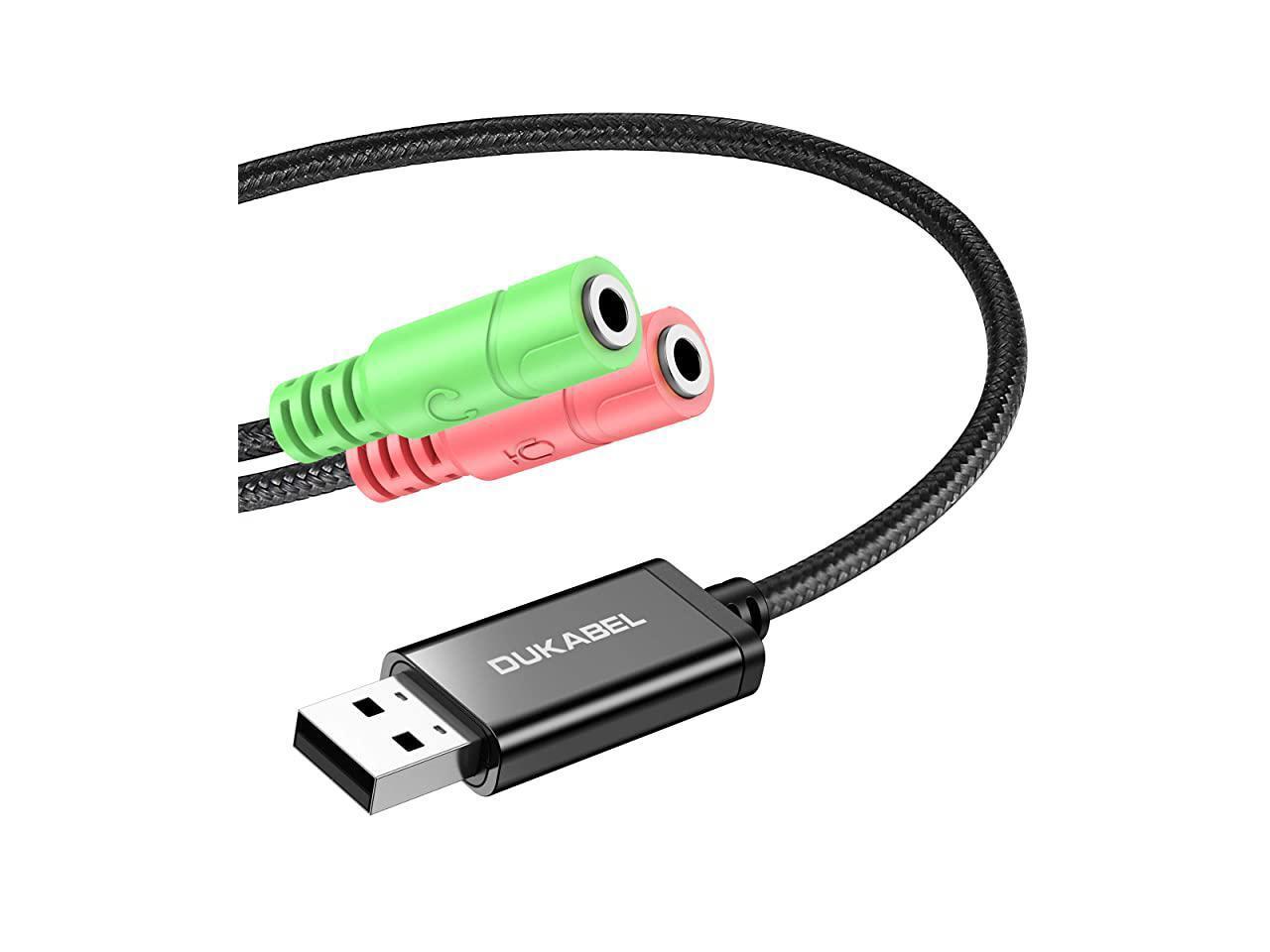 Long USB Audio Adapter Gaming Headset to USB to 35mm Jack TRS AUX