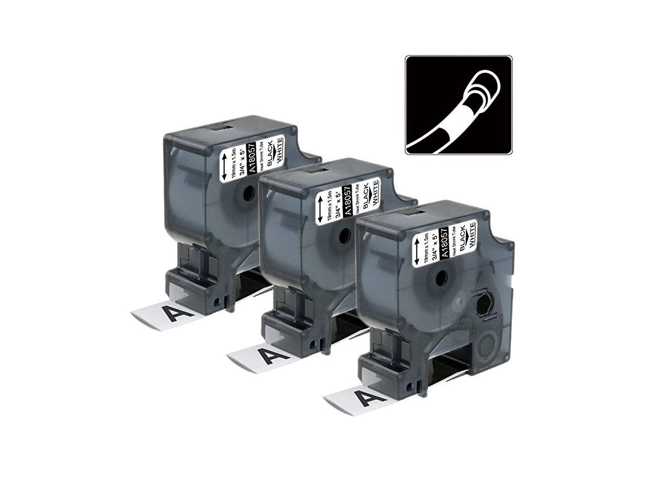 3PK For DYMO Rhino 4200/5200 Heat-Shrink Tube 18053 Industry Label Tape 3/8"x5' 