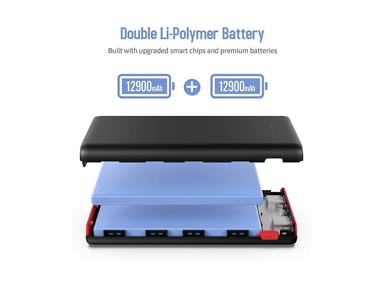 Portable Charger Power Bank 25800mAh,High Capacity High-Speed Dual USB Output Port External Battery Pack Ultra Compact Slim Phone Charger for Smart Phones,Android Phones,Tablet and Other Devices 