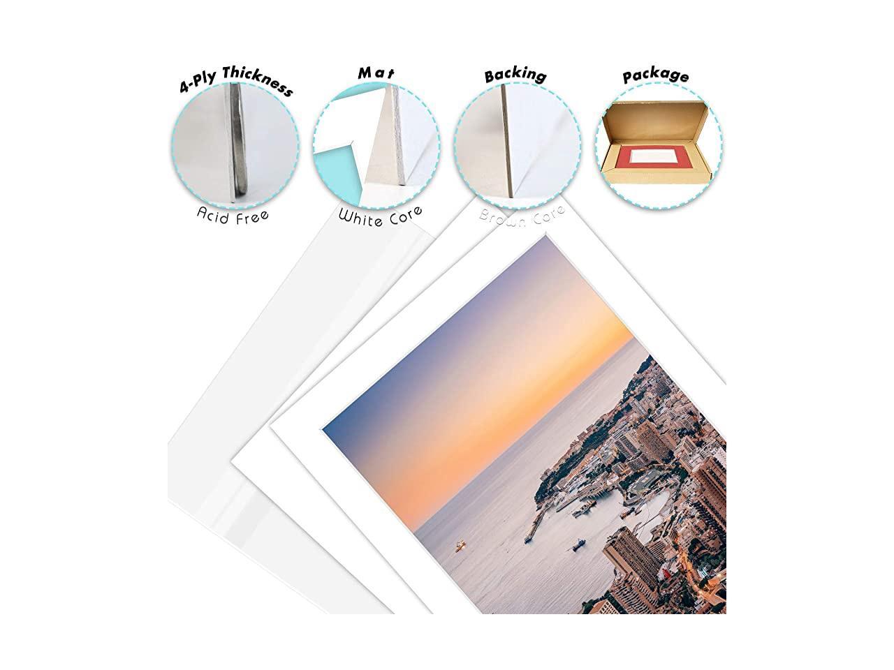 Pack of 10 White PreCut 5x7 Picture Mat for 4x6 Photo with White Core