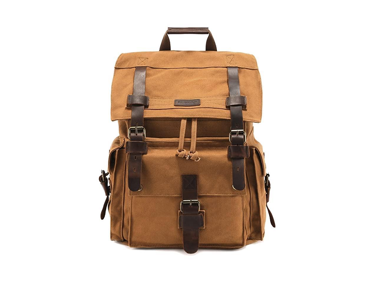 Men Canvas Backpack Casual School Bag for Women Male Female Big Travel Backpack Student Bag Computer Backpack-Army Green 