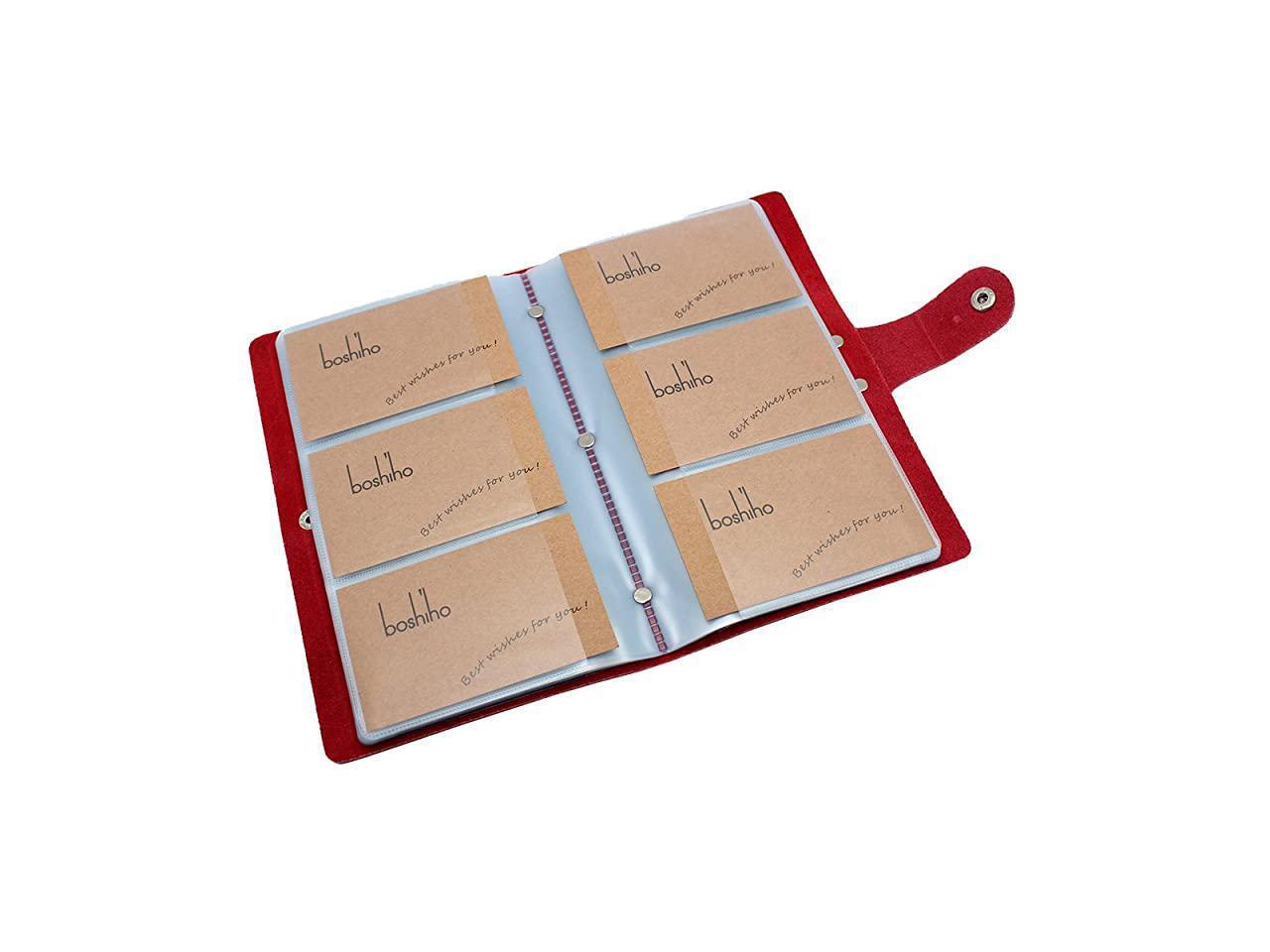 Leather Credit Card Holder Business Card Case Book Style 90 Count Name