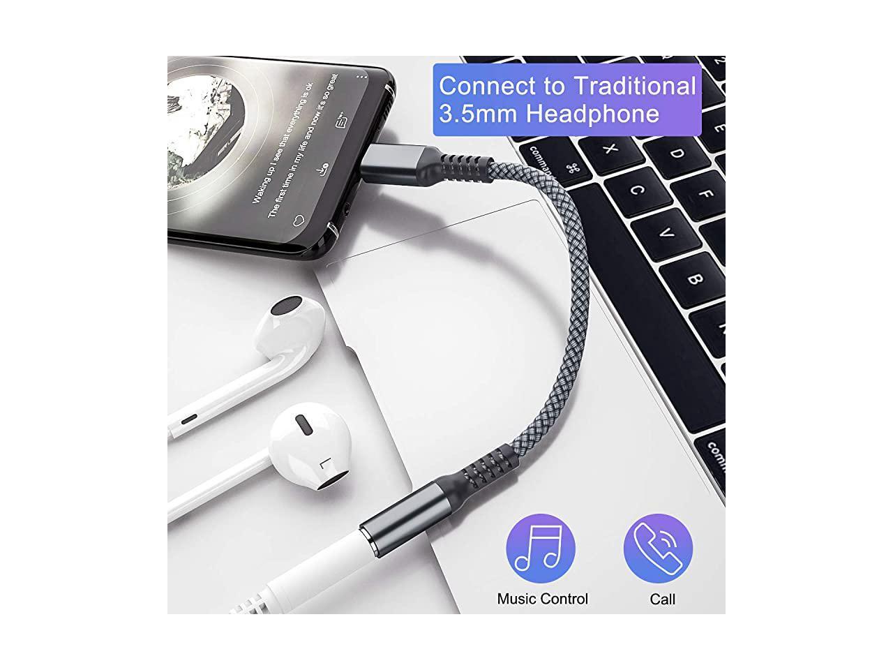 C to 35mm Adapter 2 PackType C Male 35mm Female Headphone Jack Audio ConverterAux Cable for