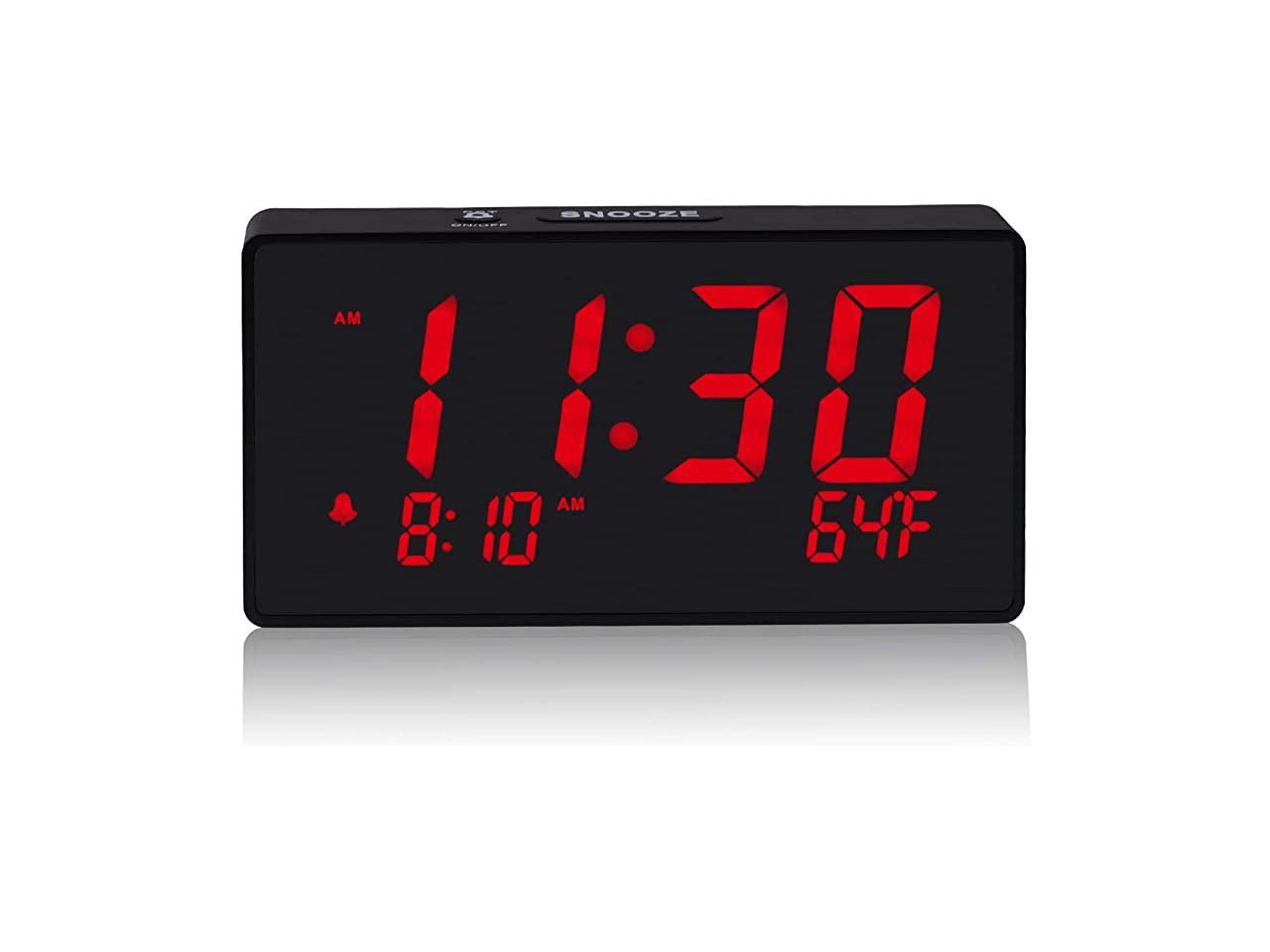 LED Alarm Clock MIRROR Display with Dimmer Temperature with USB Charging Port 