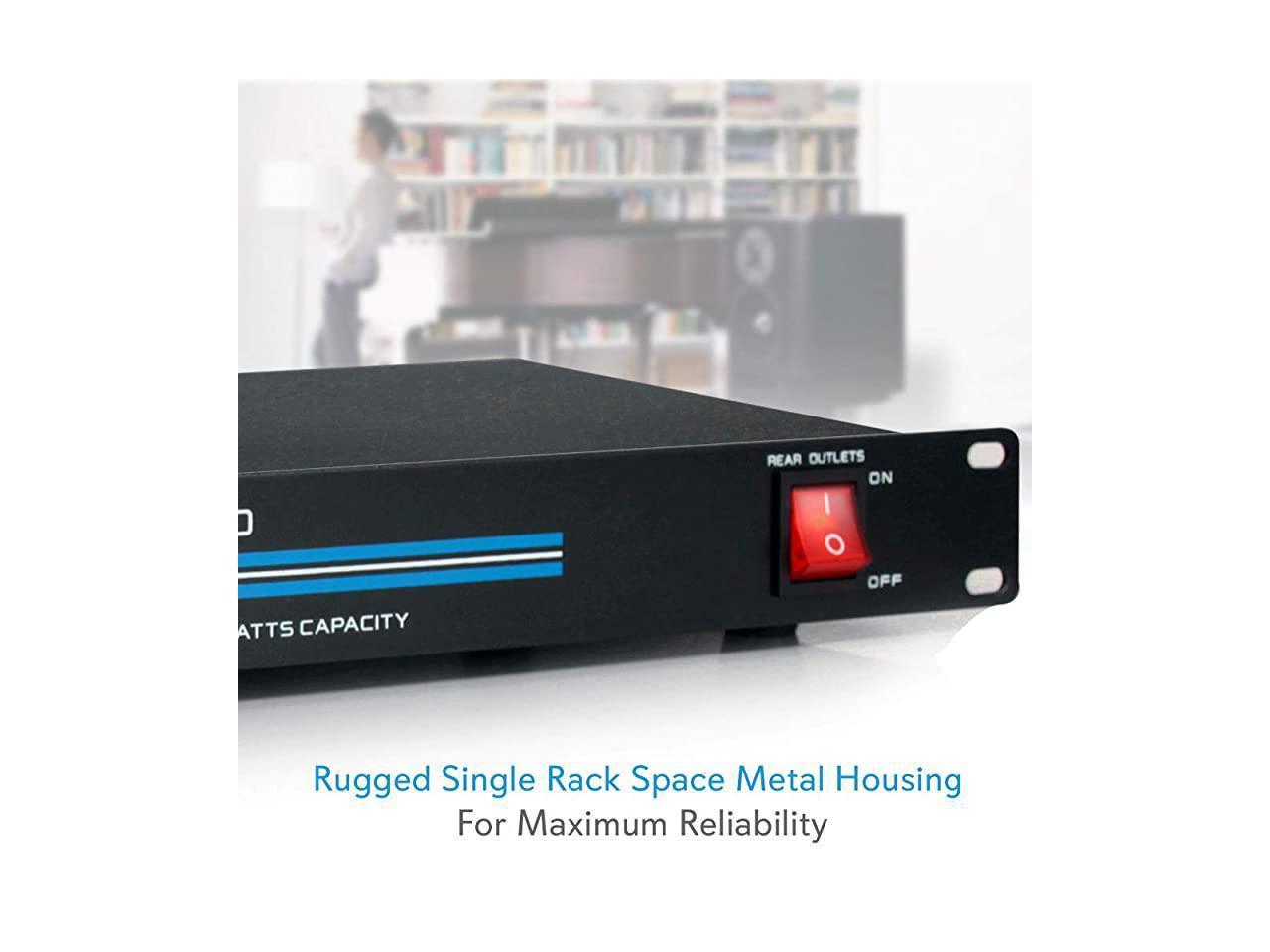 Rack Mount Power Conditioner 15 Amp 1800W Black AC Surge Protector