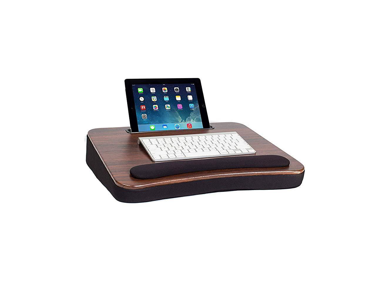 All Purpose Memory Foam Lap Desk Wood Top with Tablet Slot Supports