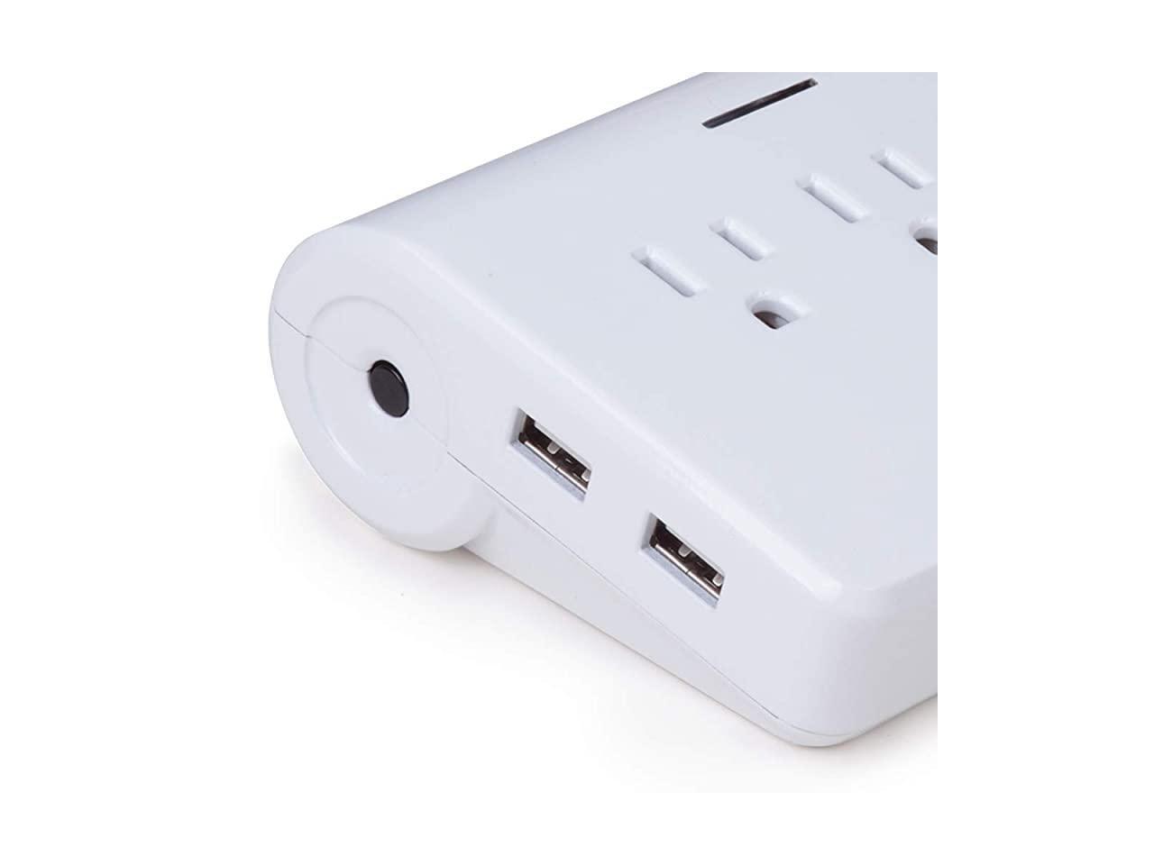 Desk Top Surge Protector Strip 4X USB Ports 3 Grounded Outlets 6ft Power Cord Reset Button