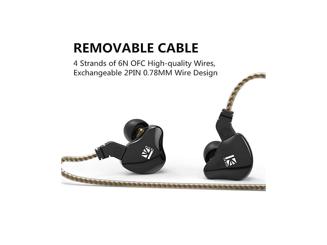 KBEAR KS2 IEM 1BA 1DD Stereo in Ear Headphone, HiFi Over Ear Earbud Headset Noise Cancelling