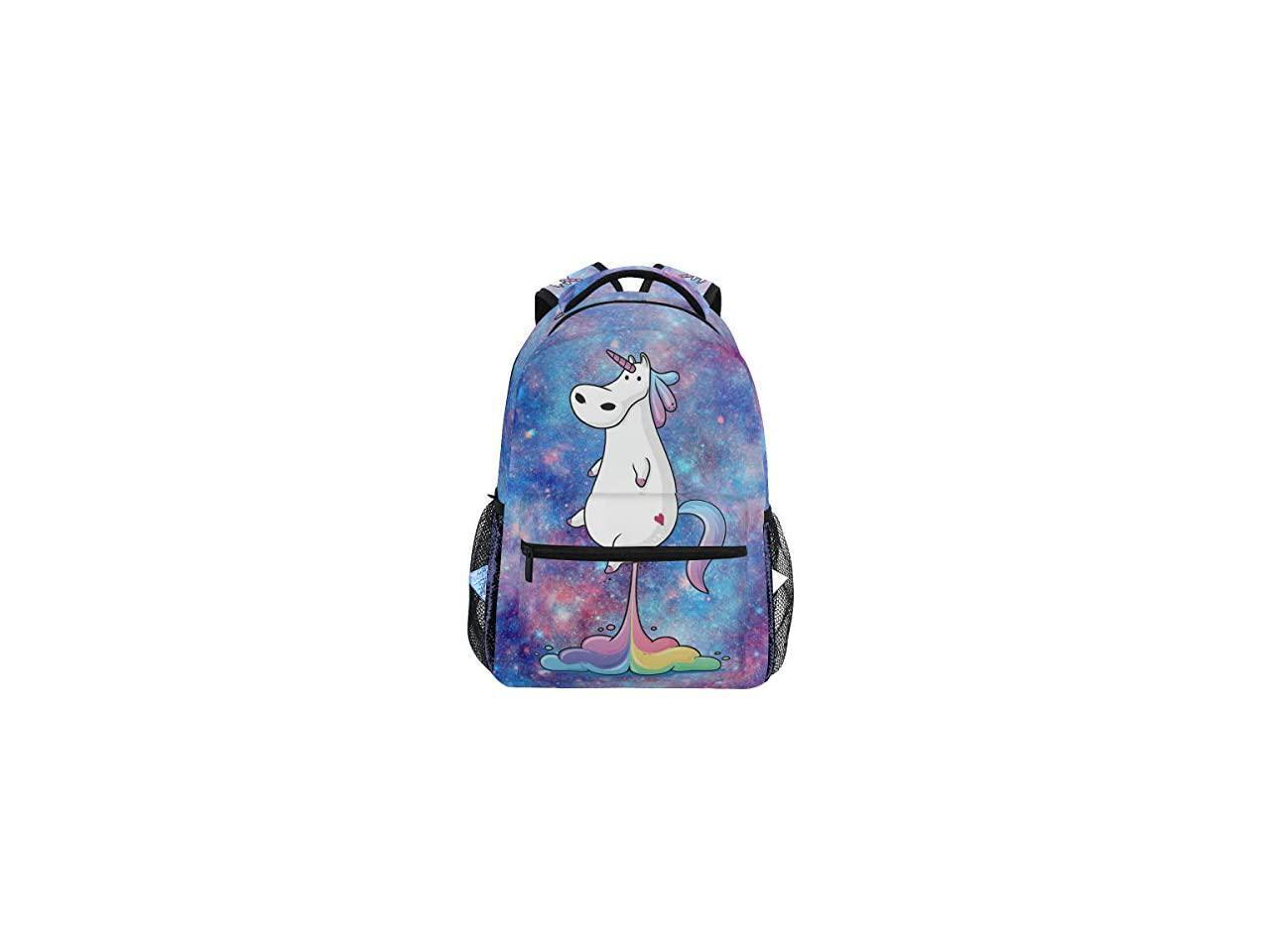 Uicorns Rainbow Print Laptop Backpack High School Bookbag Casual Travel Daypack